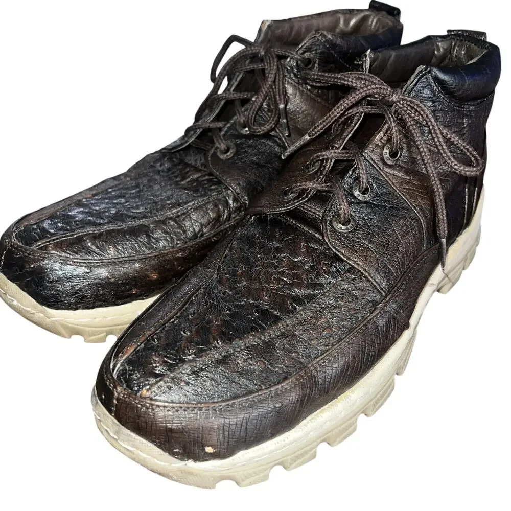Reptillus Men’s Sz 12M Ostrich Leather Chukka Boots Made In Mexico